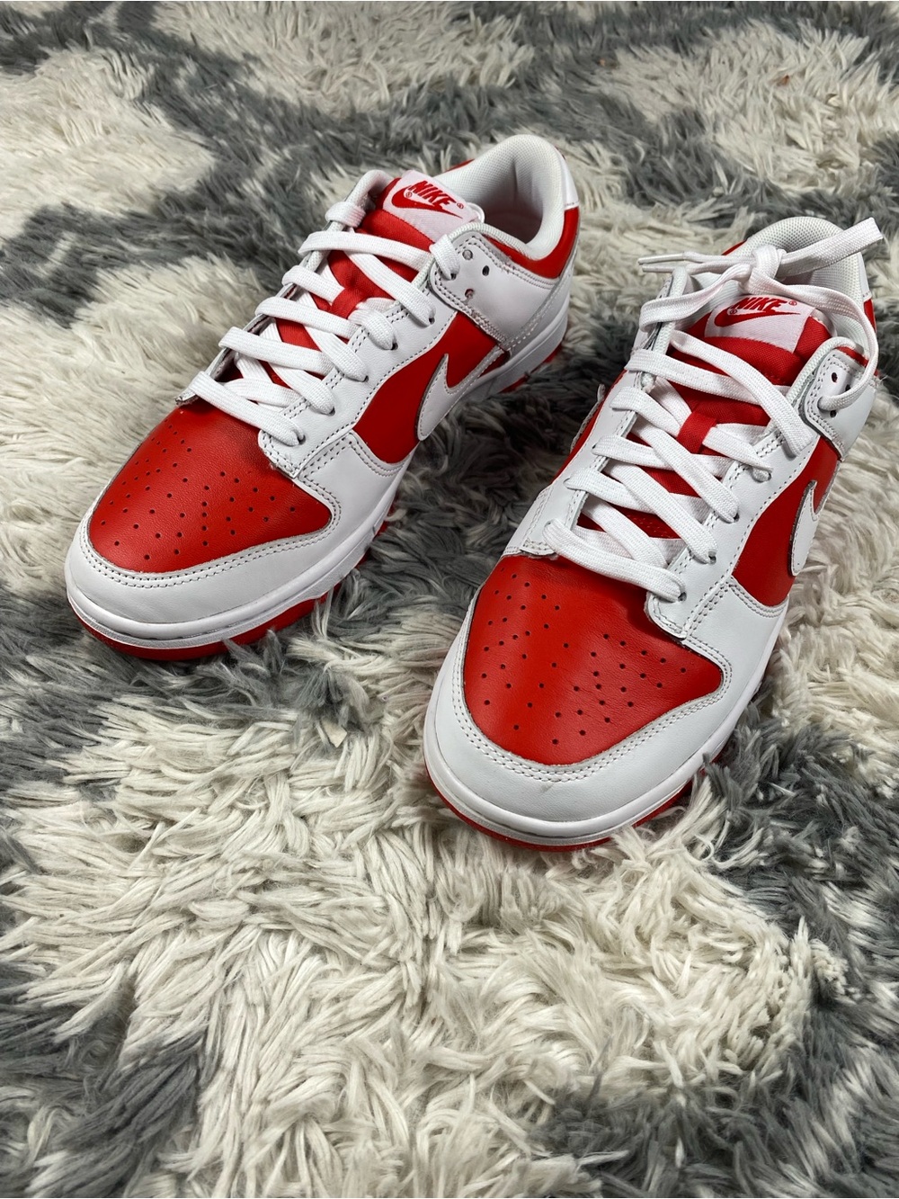 Nike Dunk Low Championship Red White Leather Low Top Sneaker Men  Sz 10